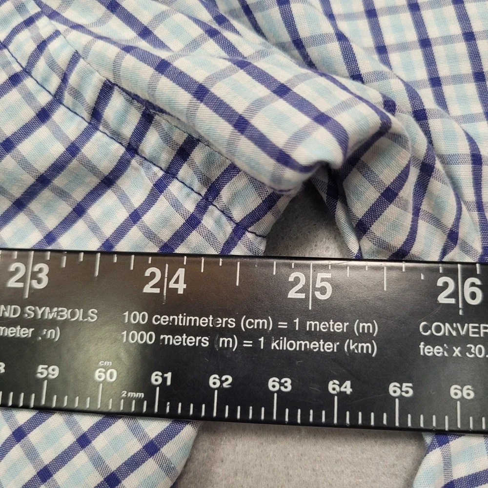 Banana Republic Mens XXL Slim Fit Blue Plaid Long Sleeve Button Down Shirt